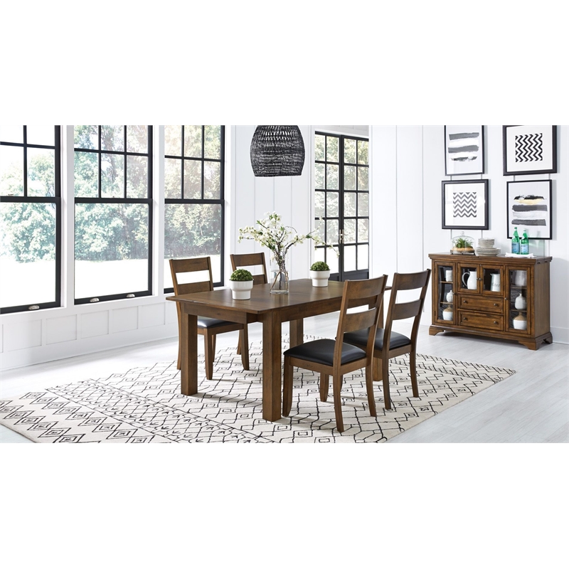 Bowery Hill Solid Wood Ladderback Dining Side Chair in Whiskey (Set of 2)