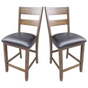 Bowery Hill 24&quot Wood Ladderback Counter Stool in Whiskey (Set of 2)