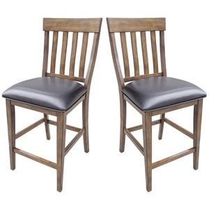 Bowery Hill 24&quot Slatback Counter Stool in Whiskey (Set of 2)