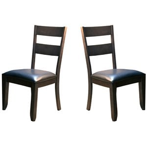 Bowery Hill Faux Leather Ladderback Dining Chair in Warm Gray (Set of 2)