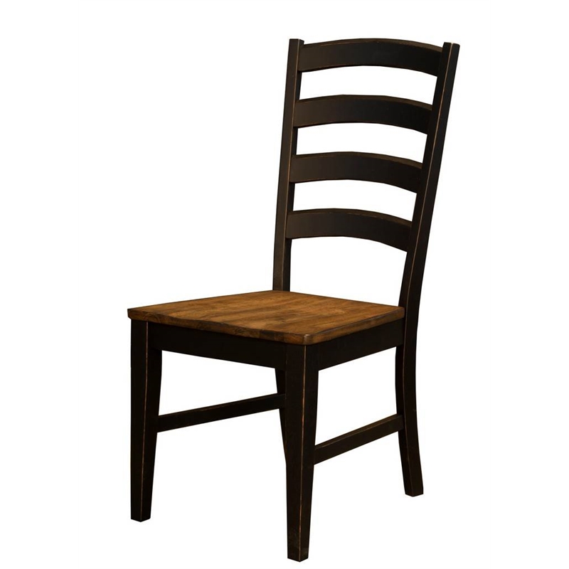 Bowery Hill Ladderback Dining Chair in Chickory/Slate Black (Set of 2)