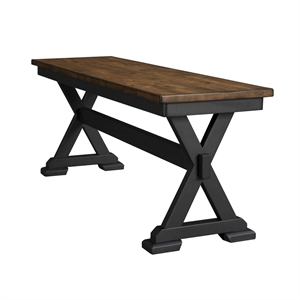 Bowery Hill Transitional Solid Wood Dining Bench in Chickory and Black