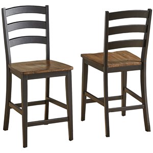 Bowery Hill 23.75&quot Ladderback Counter Stool in Black (Set of 2)