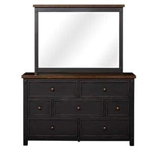Bowery Hill 38.5&quot x 52&quot Transitional Solid Wood Frame Mirror in Black