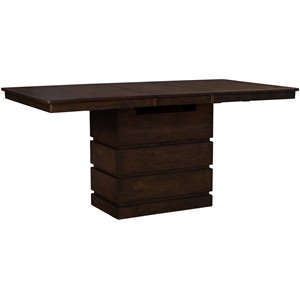 Bowery Hill Solid Wood Extendable Storage Dining Table in Falcon Brown