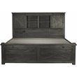 Bowery Hill Contemporary Rustic Solid Wood King Storage Bed in Charcoal