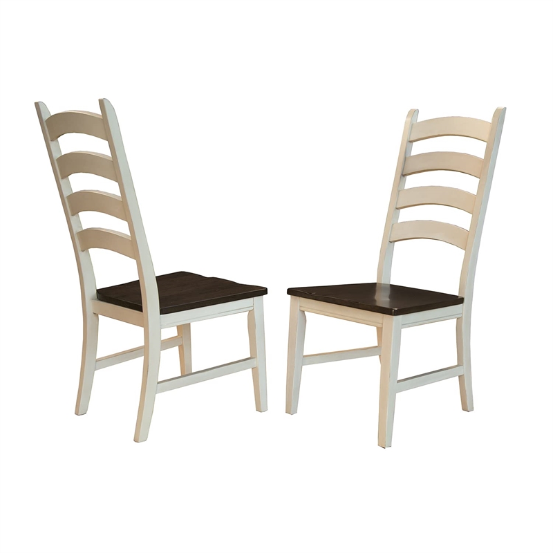 Bowery Hill Ladderback Dining Side Chair in Chalk and Cocoa (Set of 2)