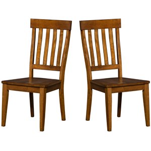 Bowery Hill Slatback Dining Side Chair in Rustic Amber (Set of 2)