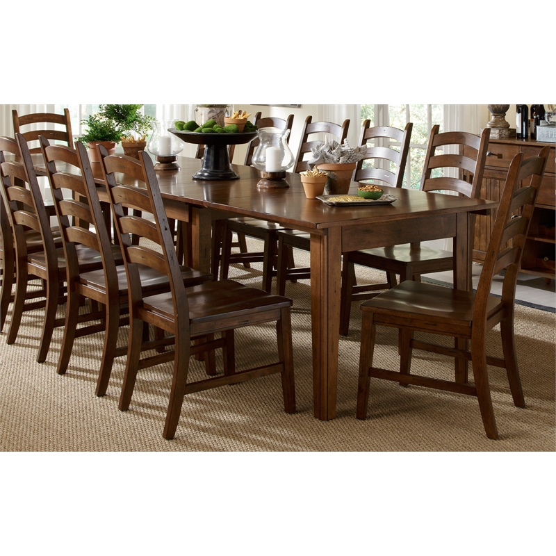 Bowery Hill Ladderback Dining Side Chair in Rustic Amber (Set of 2)