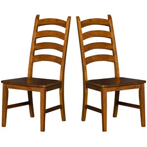 Bowery Hill Ladderback Dining Side Chair in Rustic Amber (Set of 2)