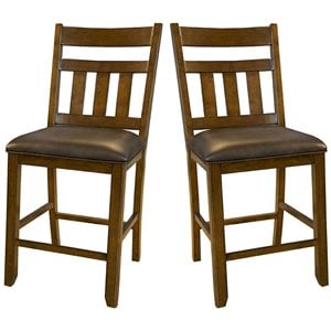 Bowery Hill Contemporary 24&quot Slatback Counter Stool in Mango (Set of 2)