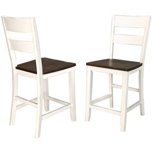 Bowery Hill 24&quot Ladderback Counter Stool in Cocoa and Chalk (Set of 2)