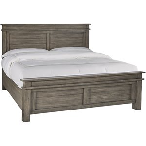 Bowery Hill Transitional Solid Wood Queen Panel Bed in Gray Stone