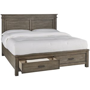 Bowery Hill Transitional Solid Wood Queen Storage Bed in Gray Stone