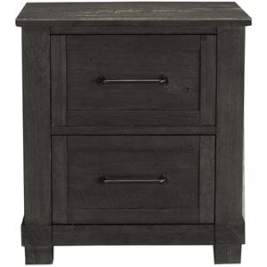 Bowery Hill 2 Drawer Rustic Solid Wood Nightstand in Charcoal