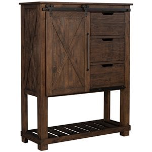 Bowery Hill Contemporary Rustic Solid Wood Barn Door Chest in Timber