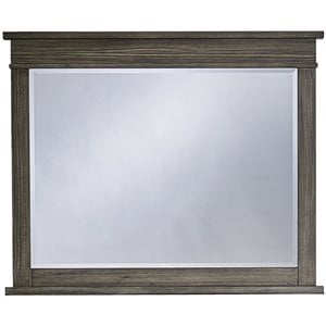 Bowery Hill Contemporary 36&quot x 42&quot Solid Wood Frame Mirror in Gray Stone