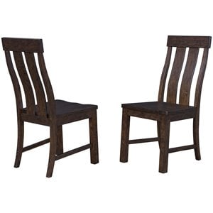 Bowery Hill Slatback Dining Side Chair in Muscavadi Brown (Set of 2)