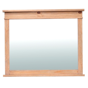 Bowery Hill Solid New Zealand Pine Wood Mirror in Distressed Natural