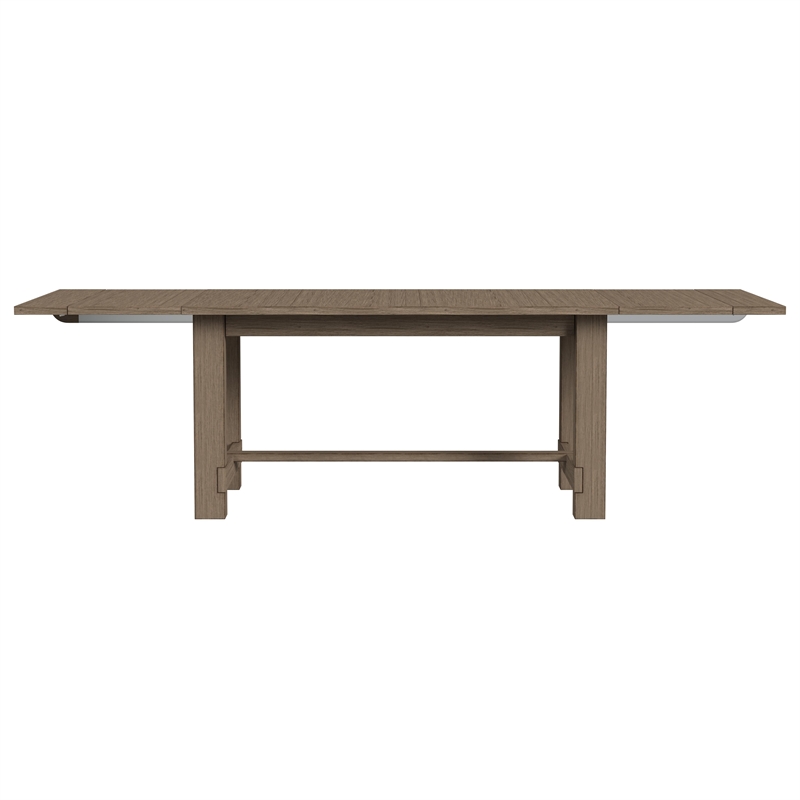 Bowery Hill Modern Wood Trestle Table with Two Leaves in Taupe