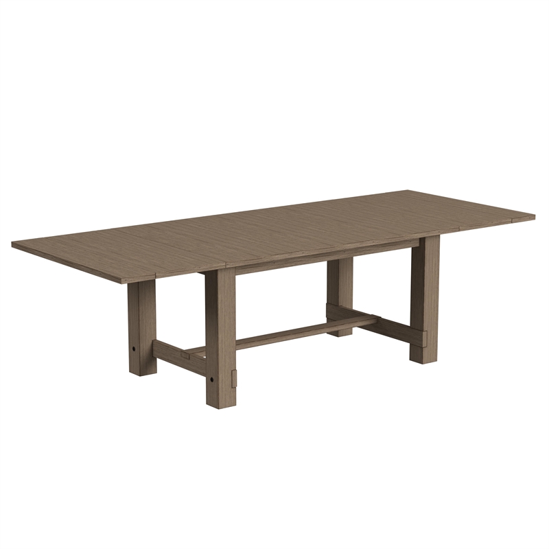 Bowery Hill Modern Wood Trestle Table with Two Leaves in Taupe