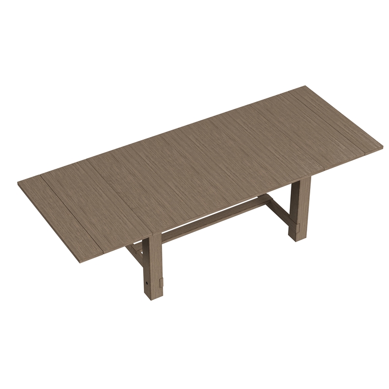 Bowery Hill Modern Wood Trestle Table with Two Leaves in Taupe
