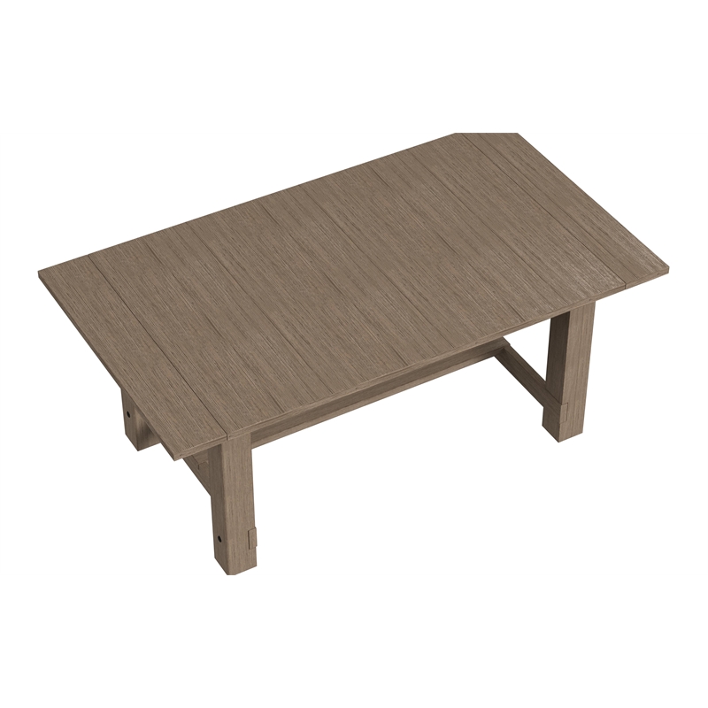 Bowery Hill Modern Wood Trestle Table with Two Leaves in Taupe