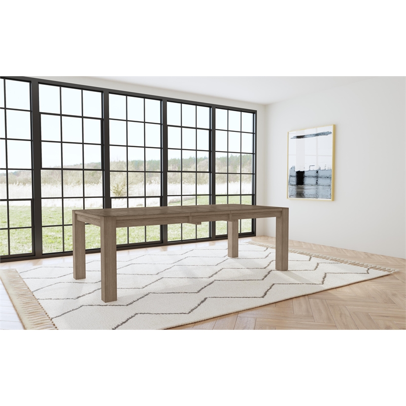 Bowery Hill Modern Wood Table with Self Storing Leaf in Dark Taupe
