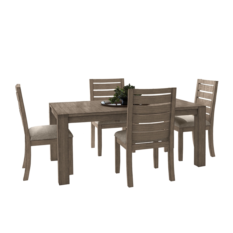 Bowery Hill Modern Wood Table with Self Storing Leaf in Dark Taupe