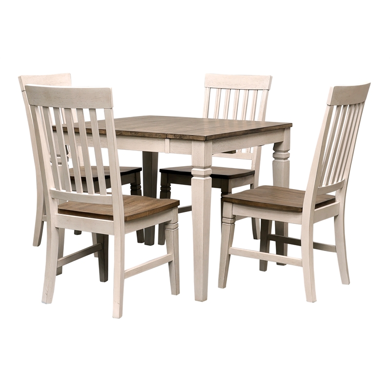 Bowery Hill Wood Dinette Table with Butterfly Leaf in White and Peppercorn