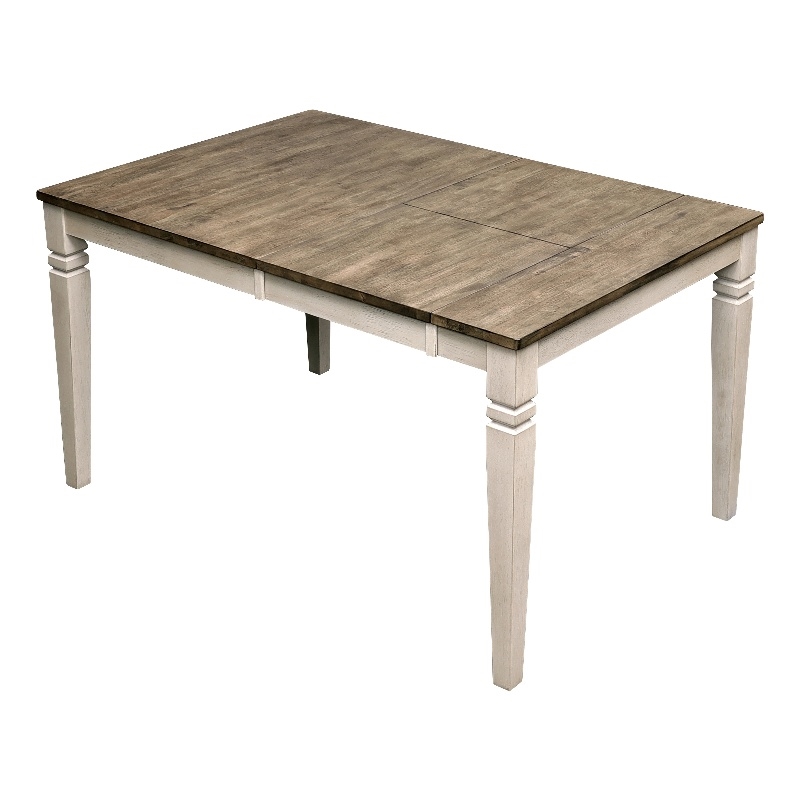 Bowery Hill Wood Dinette Table with Butterfly Leaf in White and Peppercorn