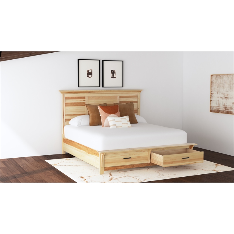 Bowery Hill 2-Drawer Transitional Wood Queen Storage Bed in Natural
