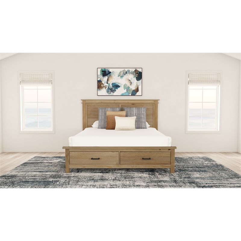 Bowery Hill Transitional Wood California King Storage Bed in Natural