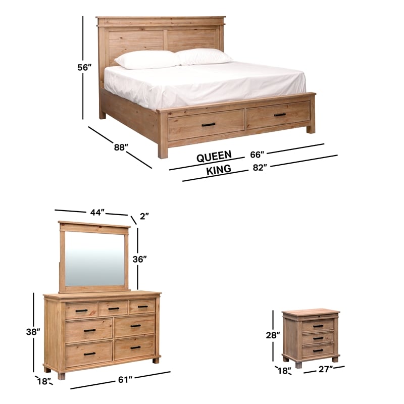 Bowery Hill Transitional New Zealand Pine Wood Dresser in Natural