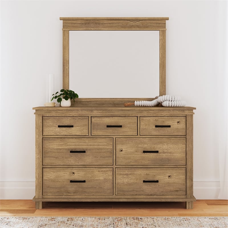 Bowery Hill Transitional New Zealand Pine Wood Dresser in Natural