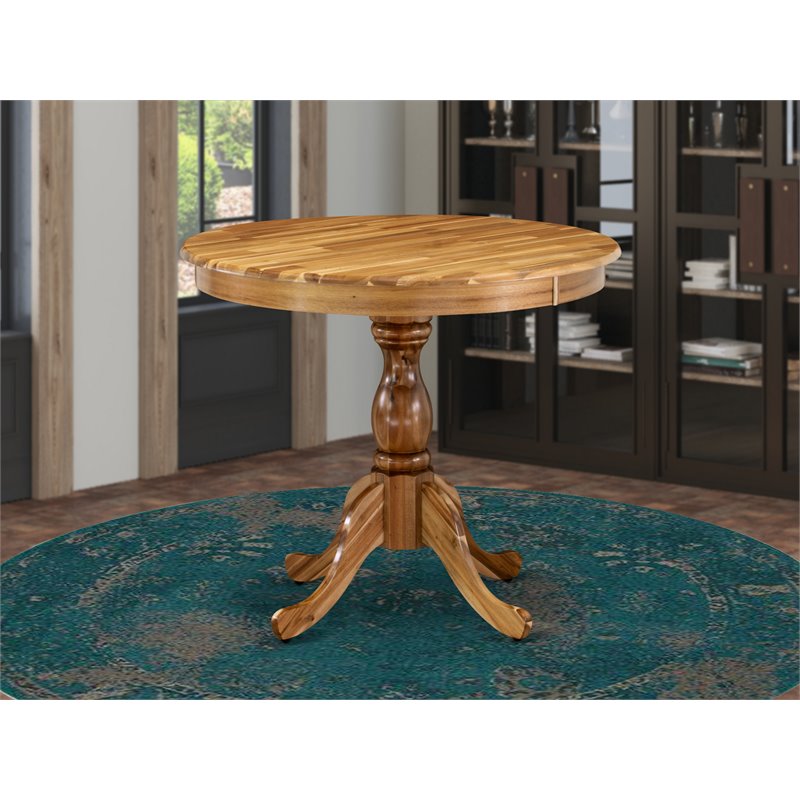 Bowery Hill Traditional Antique Wood Dining Table with Pedestal Legs in Natural