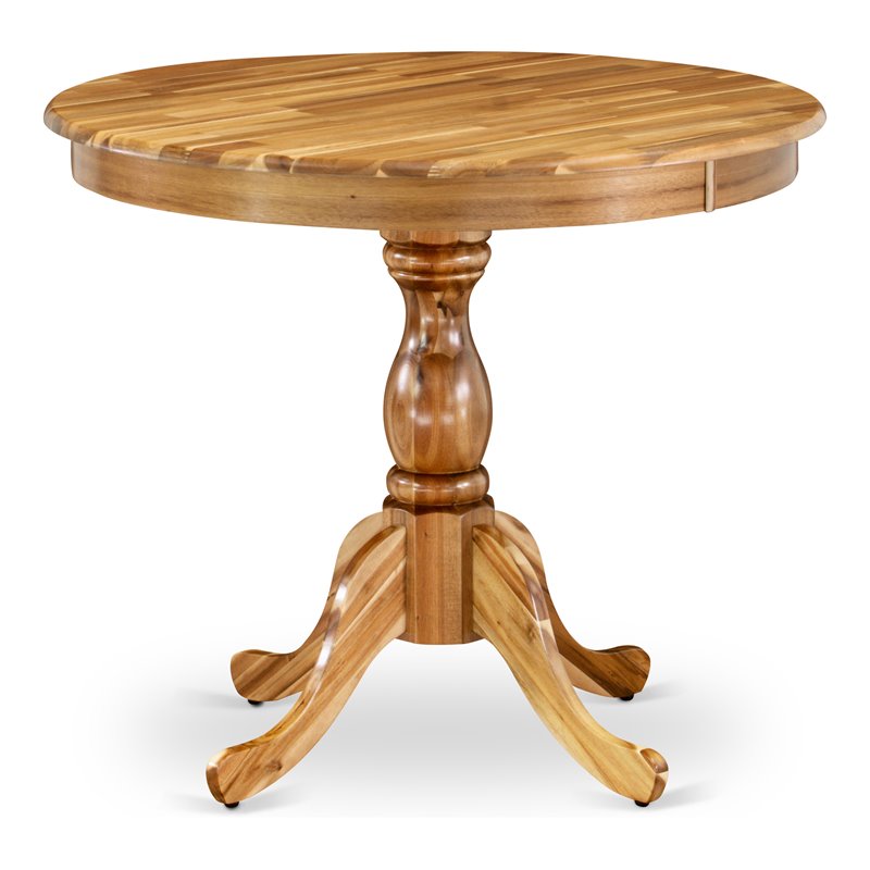 Bowery Hill Traditional Antique Wood Dining Table with Pedestal Legs in Natural