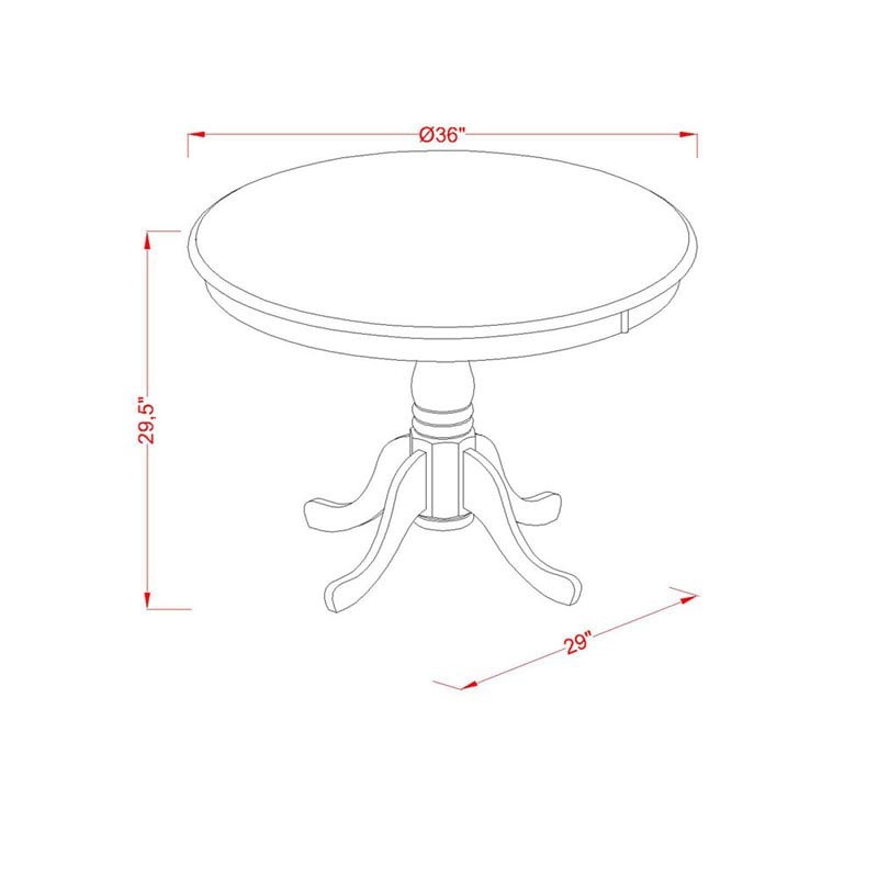 Bowery Hill Traditional Antique Wood Dining Table with Pedestal Legs in White