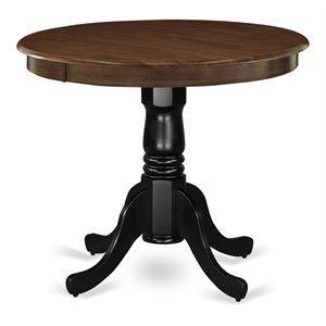 Bowery Hill Traditional Antique Round Rubber Wood Dining Table in Oak/Black