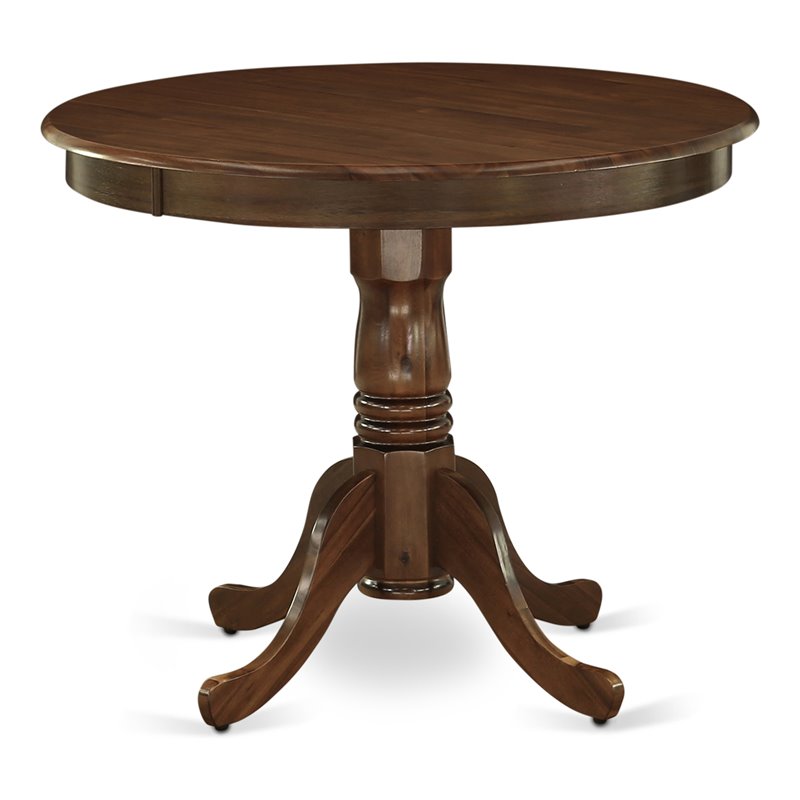 Bowery Hill Traditional Antique Round Rubber Wood Dining Table in Walnut