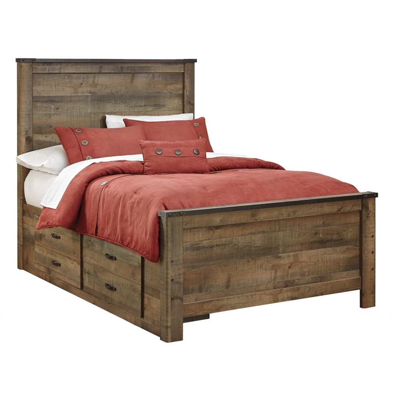 Bowery Hill Transitional Wood Full Panel Headboard in Brown Finish