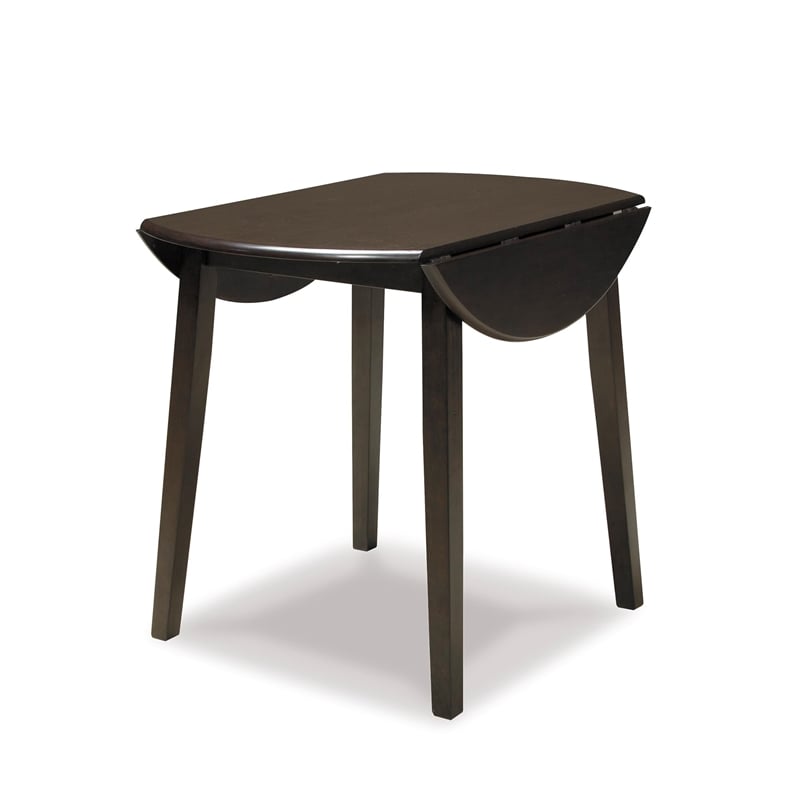 Bowery Hill Contemporary Round Drop Leaf Dining Table in Dark Brown