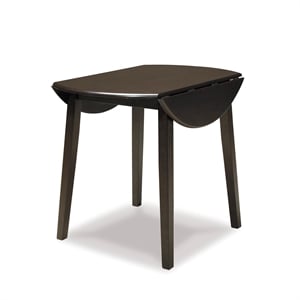 Bowery Hill Contemporary Round Drop Leaf Dining Table in Dark Brown