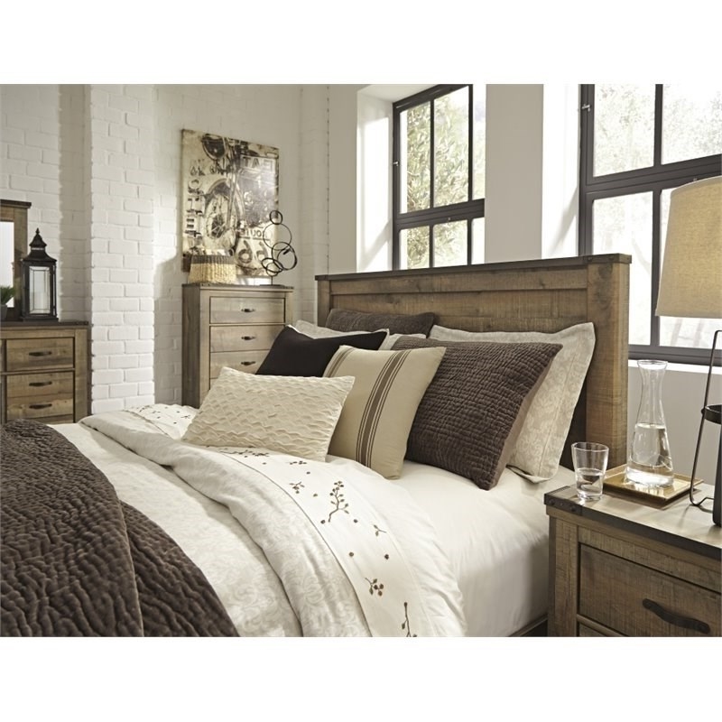Bowery Hill Contemporary Queen Panel Headboard in Brown Finish