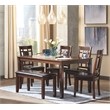 Bowery Hill Contemporary 6-Piece Engineered Wood Dining Set in Brown