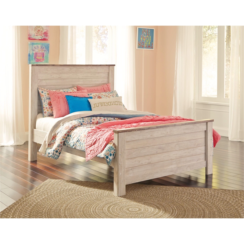 Bowery Hill Contemporary Adjustable Full Panel Headboard in White