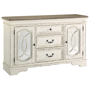 Bowery Hill Contemporary Server in Chipped White and Brown Finish