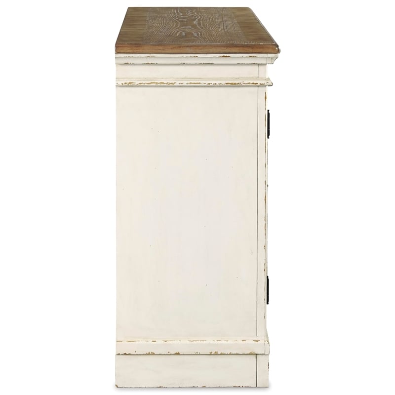 Bowery Hill Contemporary Server in Chipped White and Brown Finish