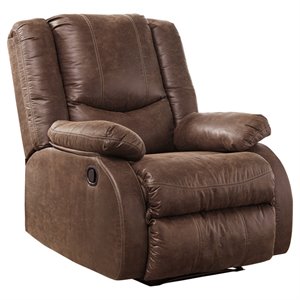 Bowery Hill Contemporary Polyurethane Upholstered Zero Wall Recliner in Coffee