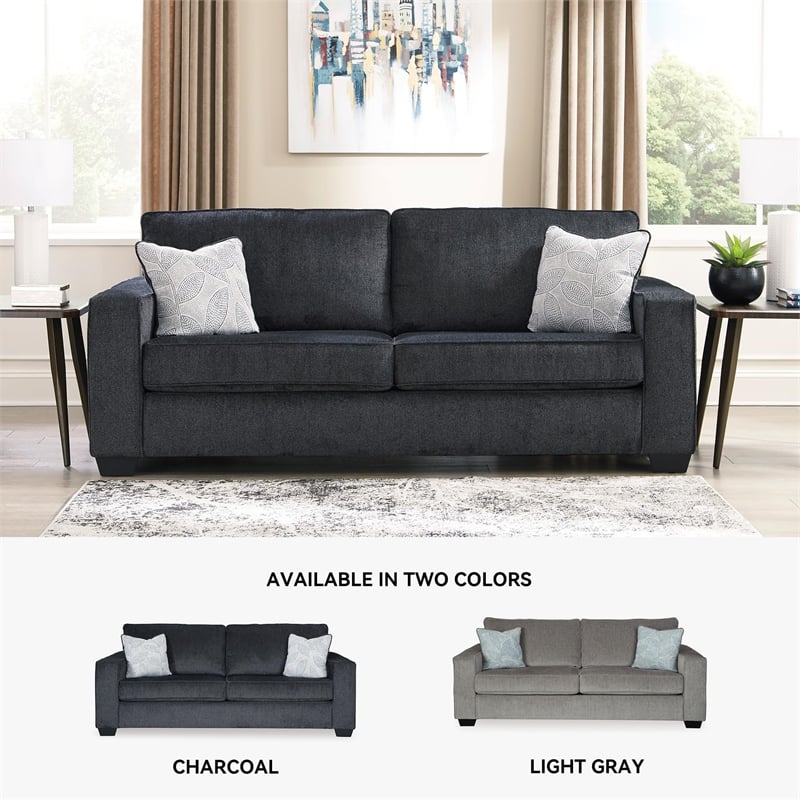 Bowery Hill Contemporary Polyurethane Upholstered Queen Sleeper Sofa in Slate